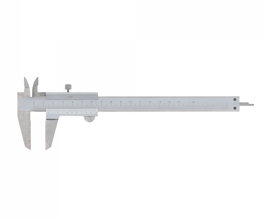 Chrome-plated steel caliper, 150 mm, accuracy 0.02 mm