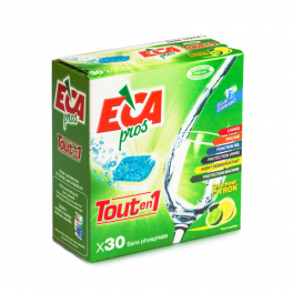 Tablettes lave vaisselle tout en un fraîcheur citron vert, 30 pastilles - ECA PROS - Référence fabricant : 866392