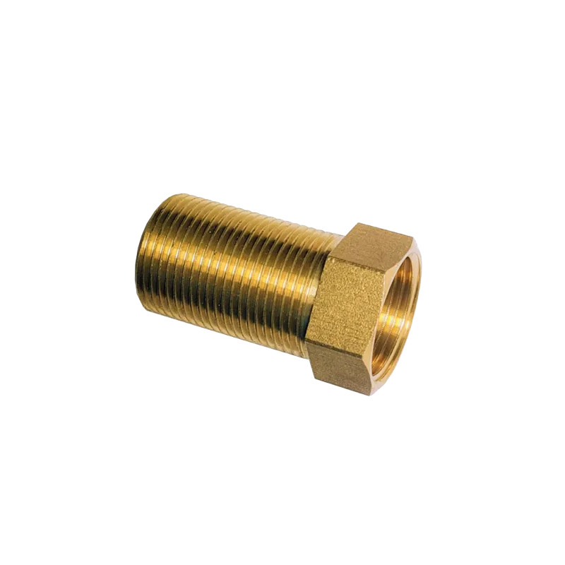 Extended male and female brass nipple 15X21