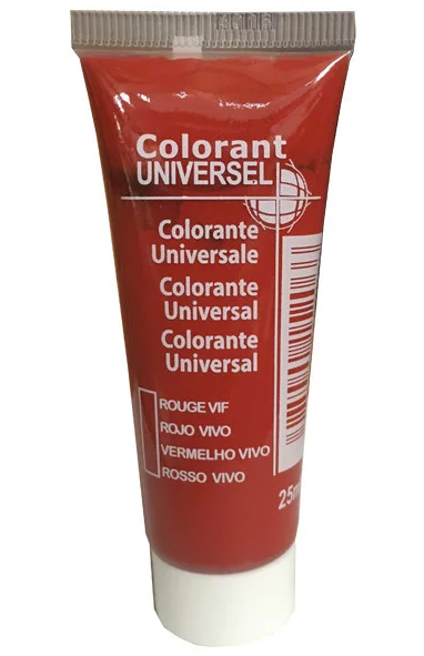 Colorant universel, tube de 25ml, rouge vif.