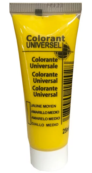 Colorant universel, tube de 25ml, jaune moyen.