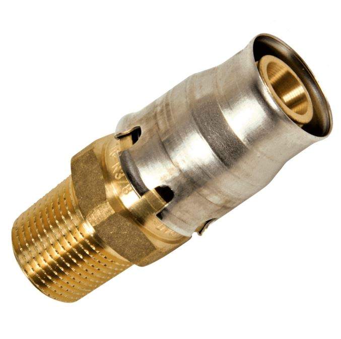 Tool-free tectite fitting, multi-layer 26 mm, fixed male 26x34