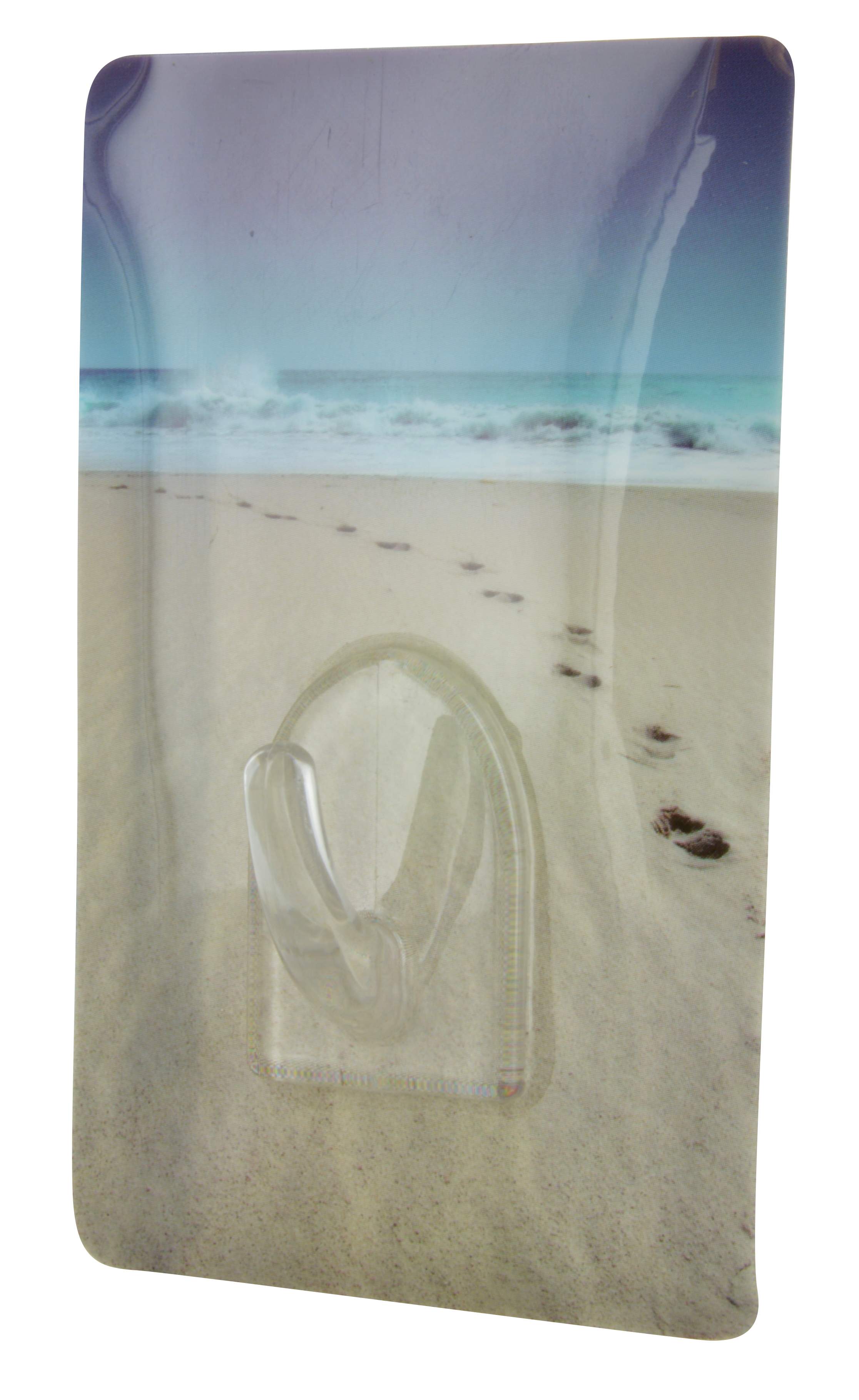 Gancho de silicona H.100mm, W.60mm, Th.18.7mm, imagen de paisaje de playa, 1 pieza.