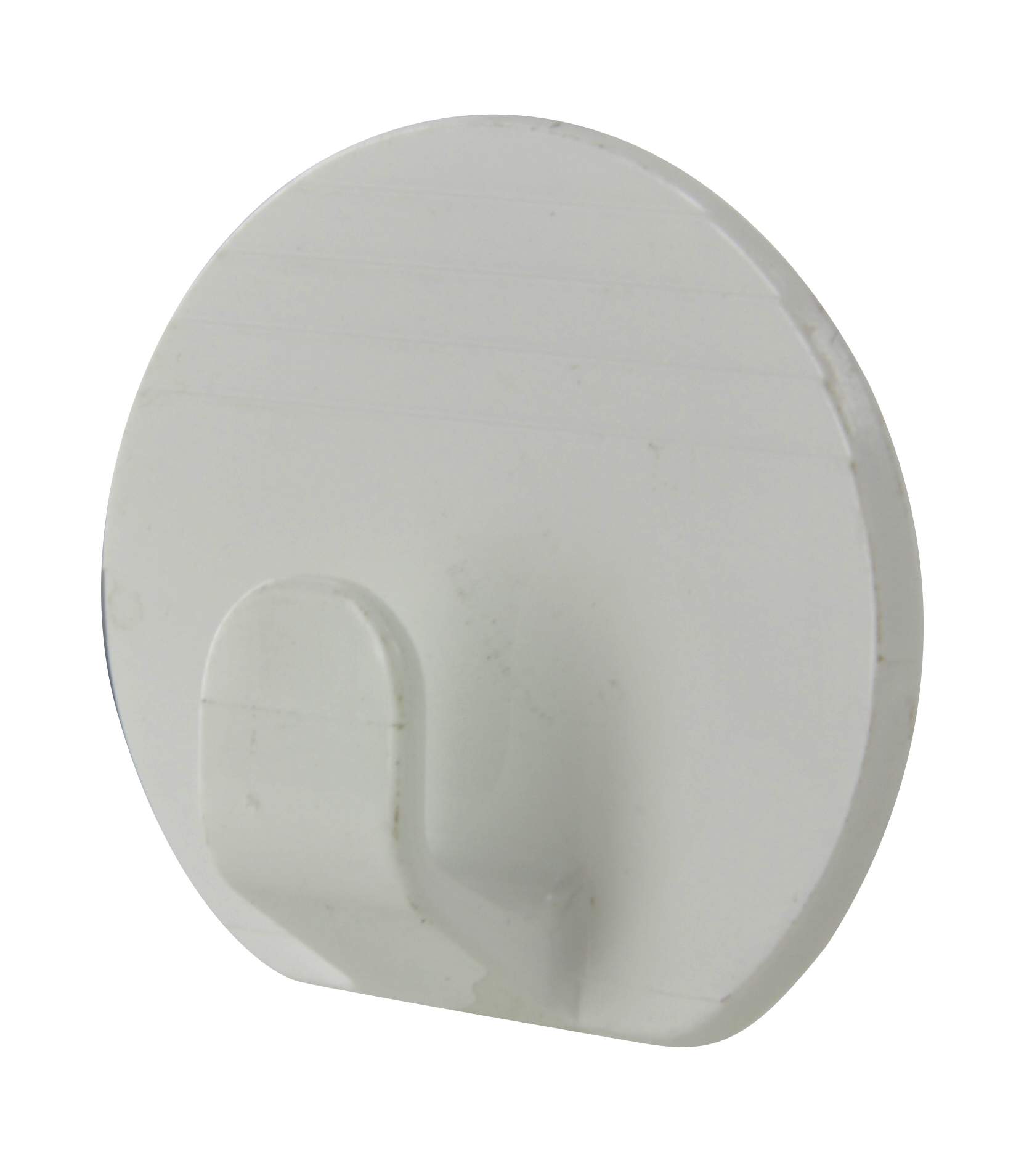 Round adhesive deco hook D.40mm, white striped plastic, 2 pcs.