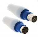 2 TV plugs, 1 male and 1 female, straight outlet, diameter 9.52mm.