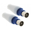 2 male TV plugs, straight outlet, diameter 9.52mm.