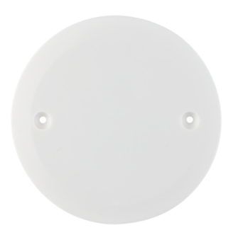 80mm diameter round screw-on plate for junction boxes.