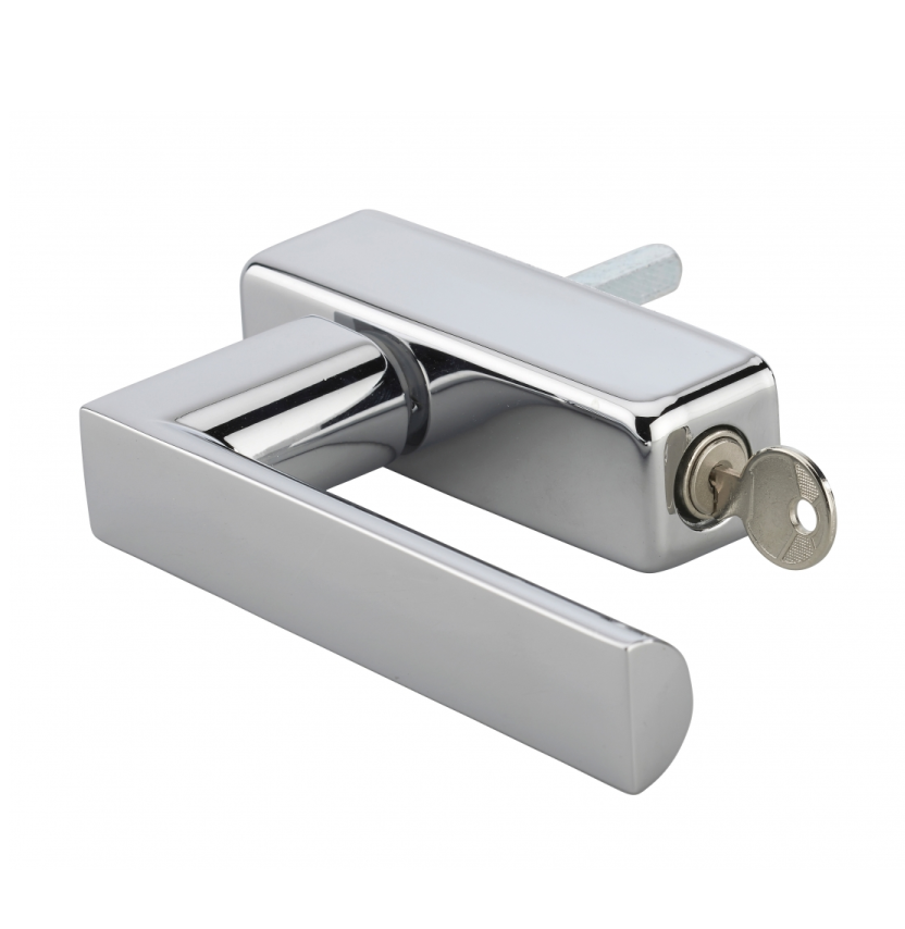 Window handle, Fifty lever handle with key and concealed screw, polished chrome alloy