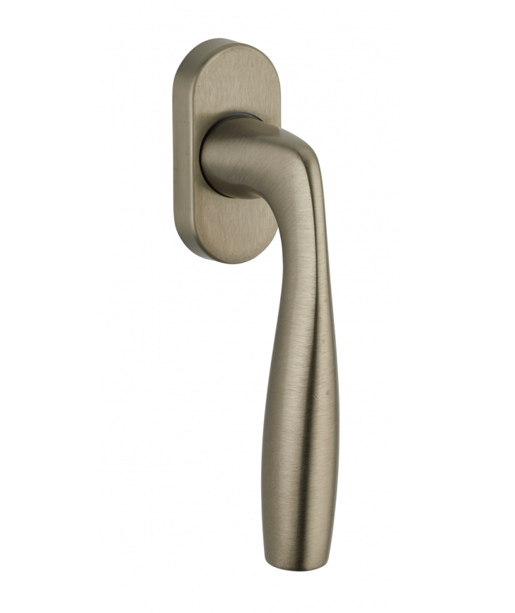 Window handle, Shark lever handle with concealed screw, matt satin nickel alloy