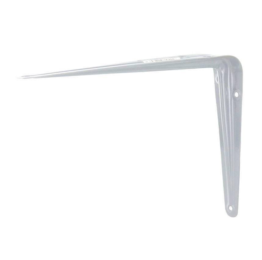 Screw-on angle bracket in white powder-coated steel, 75 x 100 mm