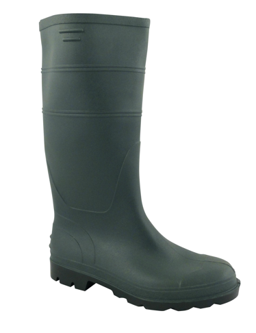 Green PVC-coated canvas boots, non-safety, size 43.