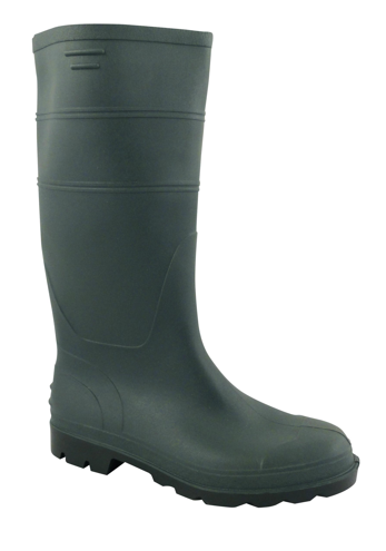 Green PVC-coated canvas boots, non-safety, size 44.