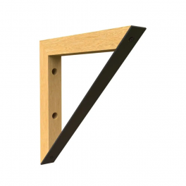 MIX T screw-on angle bracket in untreated beech and black steel, 201 x 201 mm - CIME - Référence fabricant : 54025