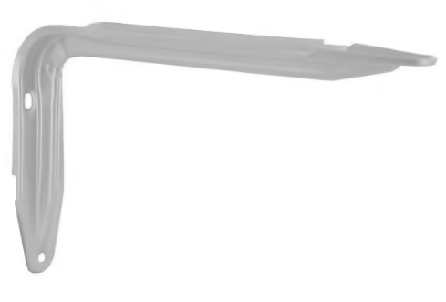 Deep-drawn angle bracket in white epoxy steel, H.110 /L.150mm, per pair.
