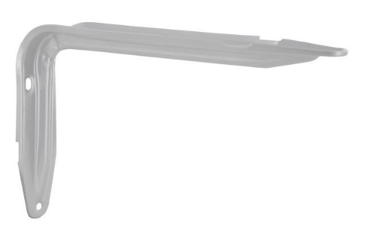 Deep-drawn angle bracket in white epoxy steel, H.170 /L.265mm, per pair.