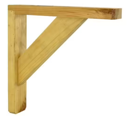 Screw-on angle bracket in natural pine 190x190mm.