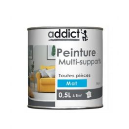 Multi-substrate acrylic paint, matt white, 0.5 liter - Addict' Peinture - Référence fabricant : ADD113460