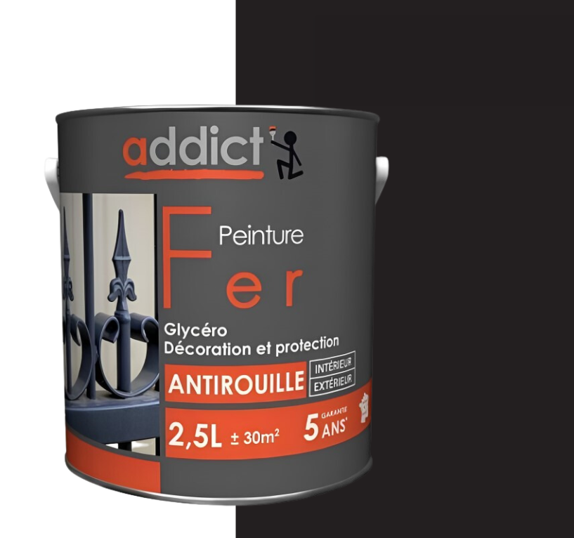 Pintura antioxidante para hierro, negro intenso, 2,5 litros, interior y exterior