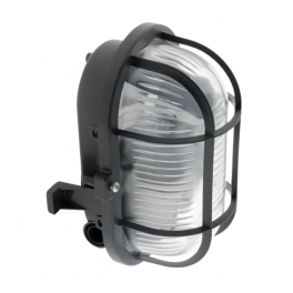 Ovale Außenbeleuchtungsluke IP44 als Wandleuchte mit Gitter, schwarz - ELEXITY - Référence fabricant : 141001