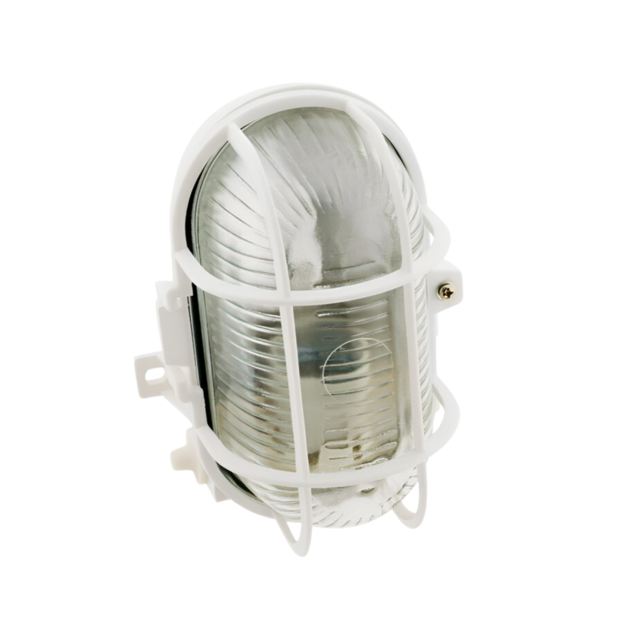 Ovale Bullauge für Außenbeleuchtung 470 Lumen, IP44 Aufputz mit Gitter, weiß 