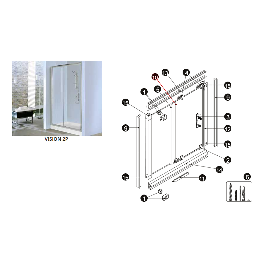 Joint vertical de porte pour paroi de douche FRESH R, A, 2P et VISION 2P