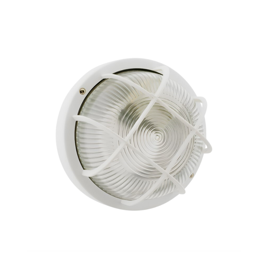 Round outdoor light 470 Lumens, IP44 with louvre, white