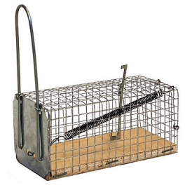 Single-entry galvanized mesh mouse trap with wooden base - Lucifer - Référence fabricant : 796771