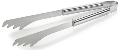 Short stainless steel tongs for plancha.