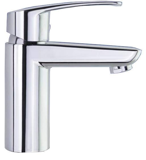 New fly" basin mixer, 158mm high, without pop-up waste.