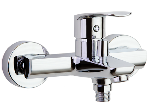 New fly" wall-mounted bath and shower mixer.