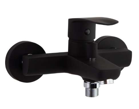 New fly" black wall-mounted bath/shower mixer.