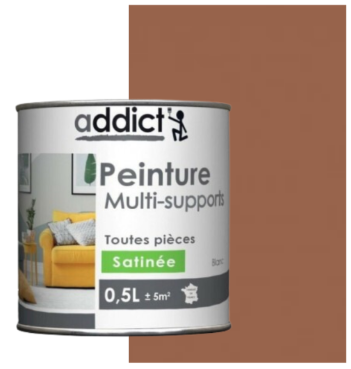 Multi-substrate acrylic paint for interior decoration, satin taupe, 0.5 liter