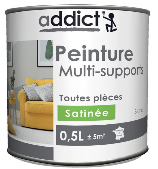 Multi-substrate acrylic paint, satin white, 0.5 liter.