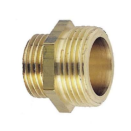 Reduced double male threaded brass nipple 20x27/08x13. - Riquier - Référence fabricant : 03520