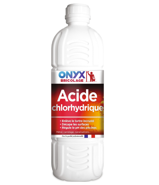 Ácido clorhídrico ONYX 23%para metal, azulejos y tuberías, 1 litro