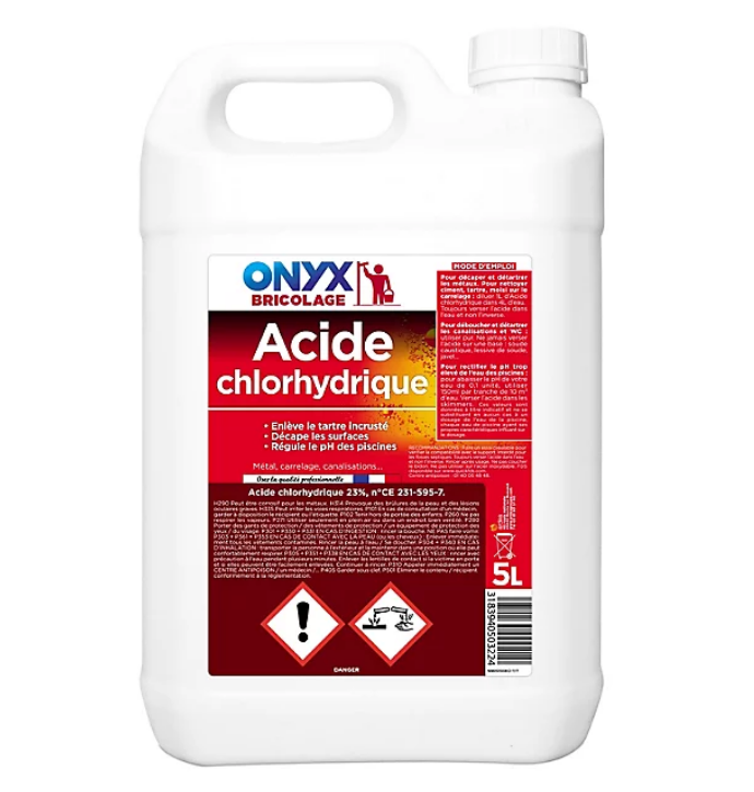 Hydrochloric acid ONYX 23%for metal, tiles and pipes, 5 liters