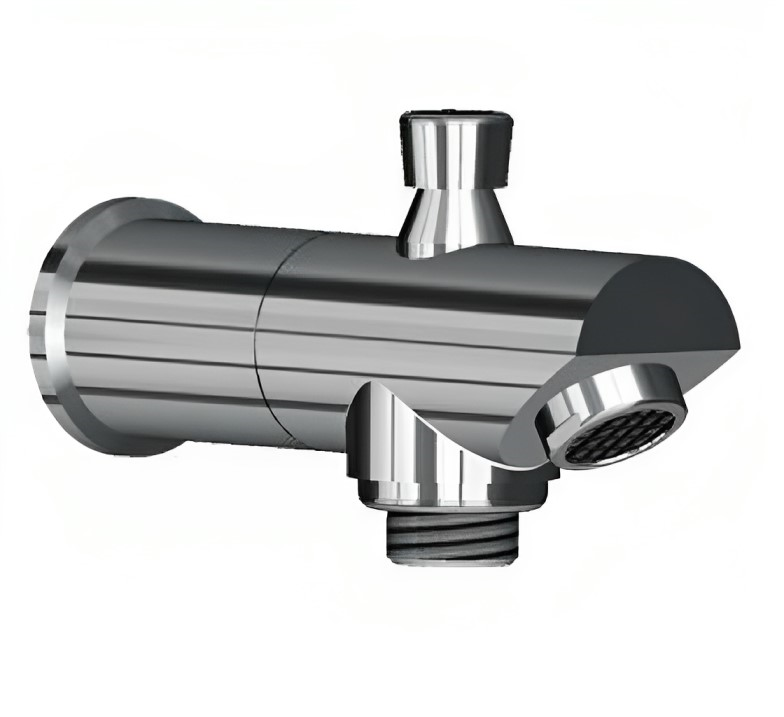 Fixed wall-mounted spout with diverter