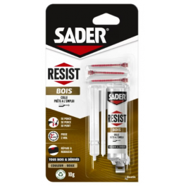 Two-component "resist" wood glue in 10g syringe. - Sader - Référence fabricant : 815325