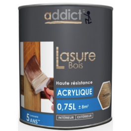 Acrylic woodstain 0.75L, colorless. - Addict' Peinture - Référence fabricant : ADD111523