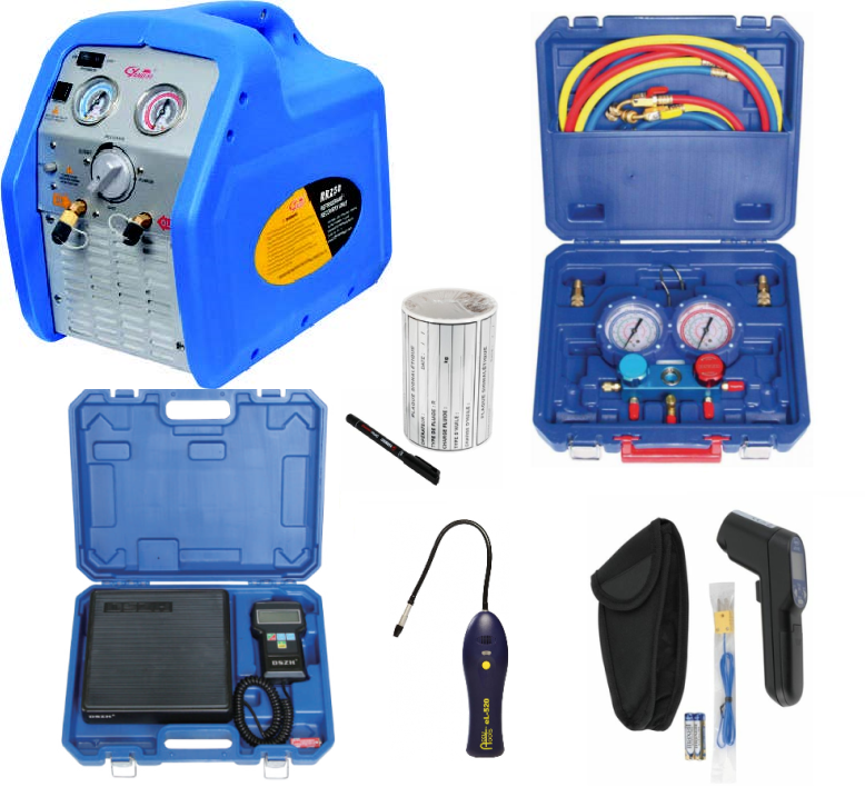 Kit de herramientas de refrigeración, compatible con todos los fluidos y R32, 2 vías