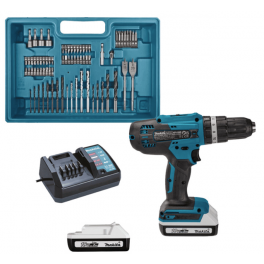 18V, LI-ION 2 Ah hammer drill/driver, with two batteries + charger and accessory box. - Makita - Référence fabricant : HP488DAEX1