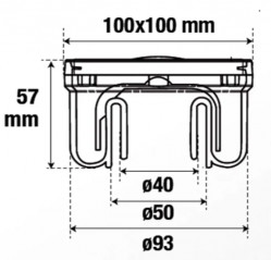 Siphonnette avec grille inox 10 x 10 cm, emboitement Ø50/40 mm, 