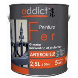 2.5-liter pure-white, anti-rust, iron-glycerine paint, interior and exterior. - Addict' Peinture - Référence fabricant : ADD111392