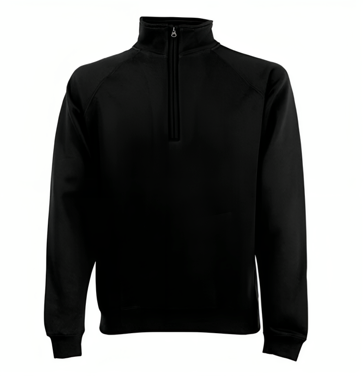 Suéter de cuello con cremallera, negro, talla XL