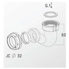 Sifon bidet in "V" 33x42, 0201015