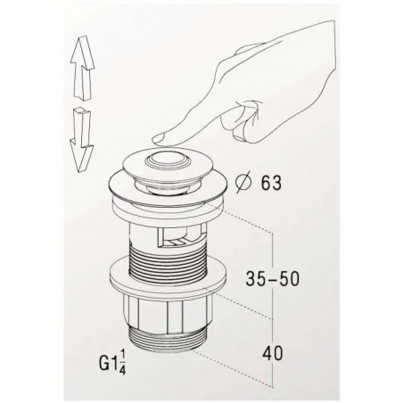 Handauslauf Messing Clic-Clac verchromt - 0501074