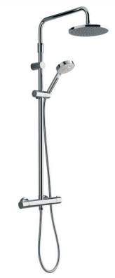 Shower column with thermostatic faucet, 20cm shower head and 3-spray hand shower.