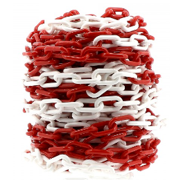 Red and white plastic chain 7mm x 25 meters. - WILMART - Référence fabricant : 489701