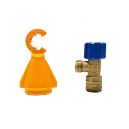 Stop valve 15x21 (1/2") - 12x17 (3/8") with support, for EVO 30670U and BI-DEBIT 30750U support frames - Régiplast - Référence fabricant : 750003