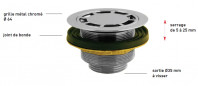 Afvoerplug verticaal te schroeven 33x42 voor douchebak diameter 60